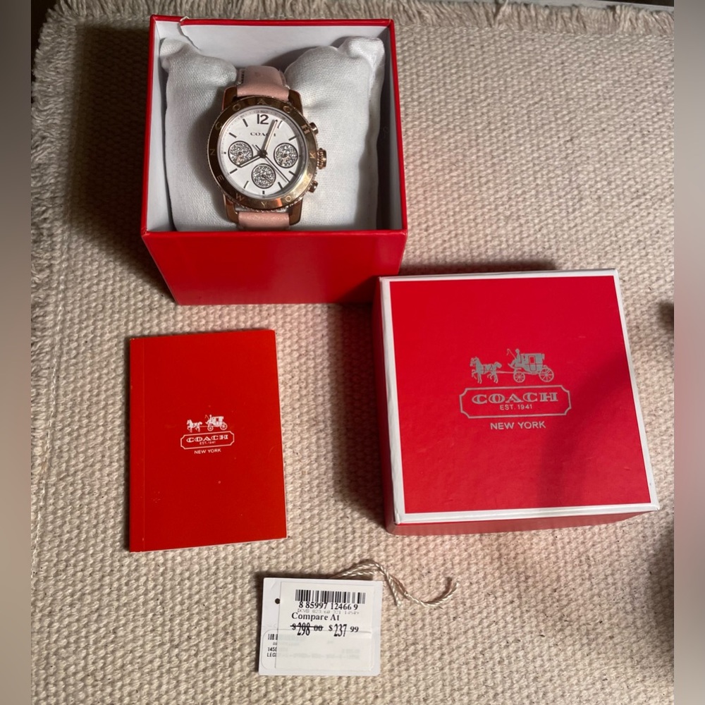 💥Sale!!!COACH - Ladies Legacy Sport Pink Leather Strap Watch - 14501974